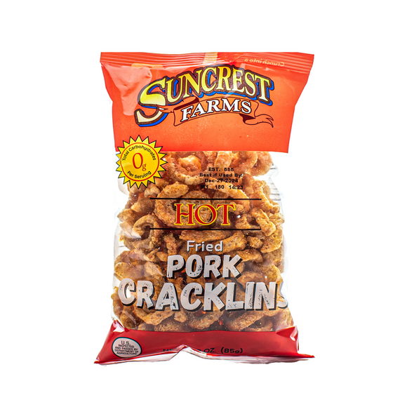 8 Bags Pork Cracklins Hot Flavor